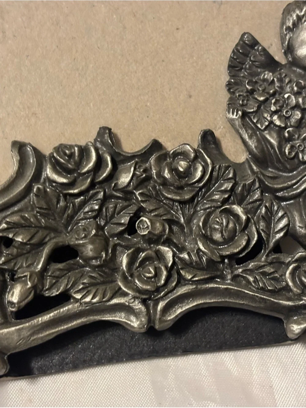 Ornate Silver-Tone Cherub Picture Frame - Decorative Home Accent